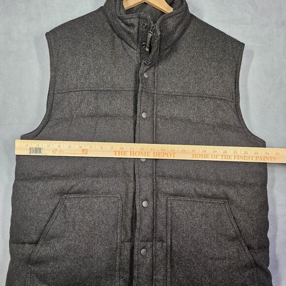 Y2K Old Navy Puffer Vest Mens XL Wool Blend Dark Brown Zip Snap Outdoor Prep - Picture 9 of 11